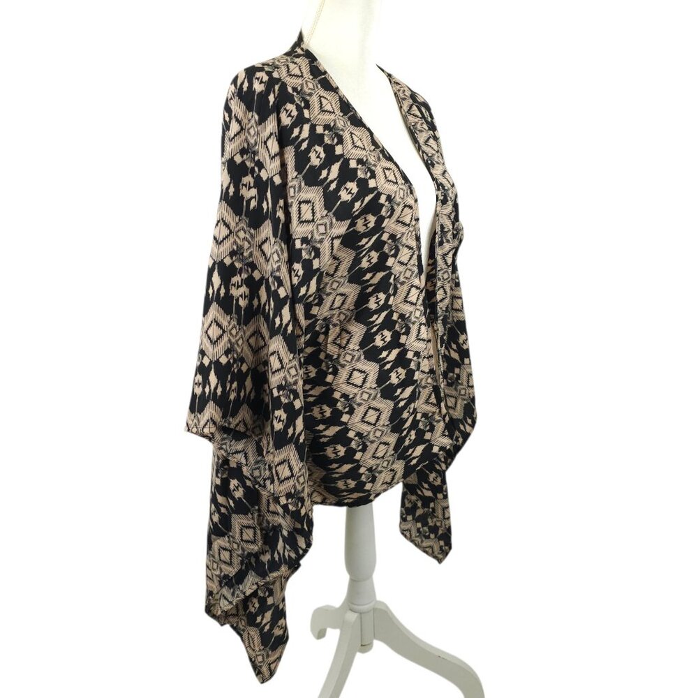 Voll Boho Tribal Print Kimono Womens OS Open Front Draped Lightweight Cardigan